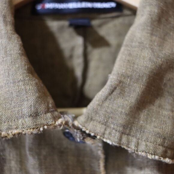 Ellen Tracy Vintage Brown Linen Button Down Boho Blouse 100% Linen 14 - Picture 7 of 12